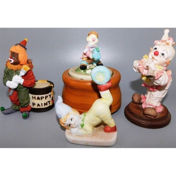 9815/466 Lot of 4 Clown Figurines One is a Music Box - Picture 1 of 16